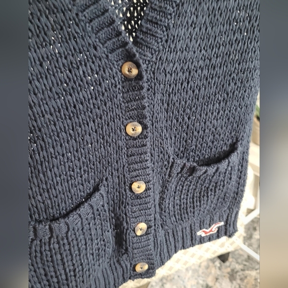 Hollister Knit 5 Button Navy Cardigan Small - Picture 2 of 4